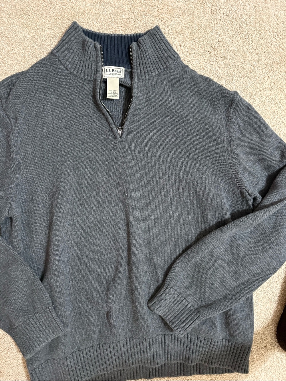LL Bean 100% cotton quarter-zip